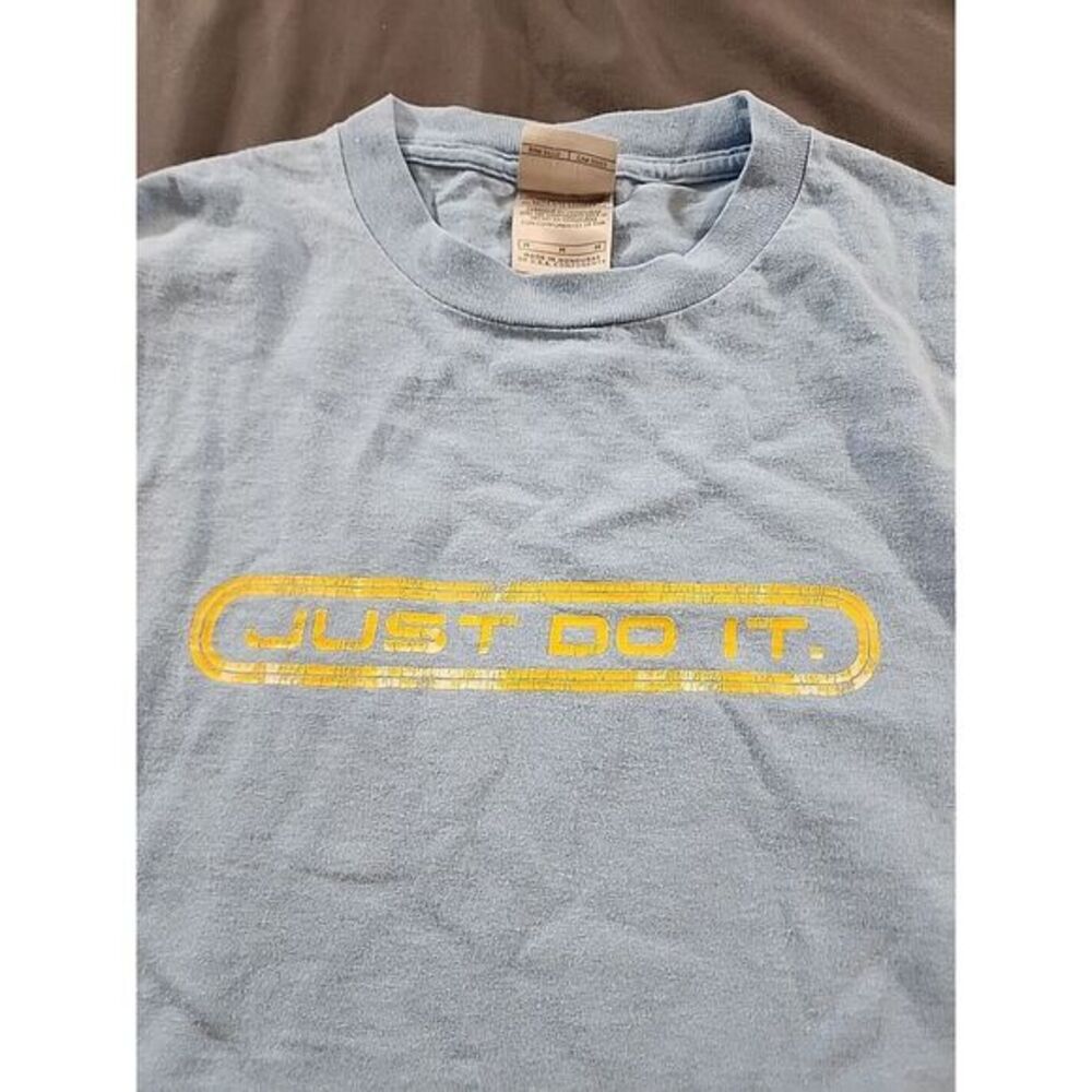 Rare VTG NIKE Just Do It Spell Out‎ T Shirt 90s Blue Medium - Picture 2 of 7